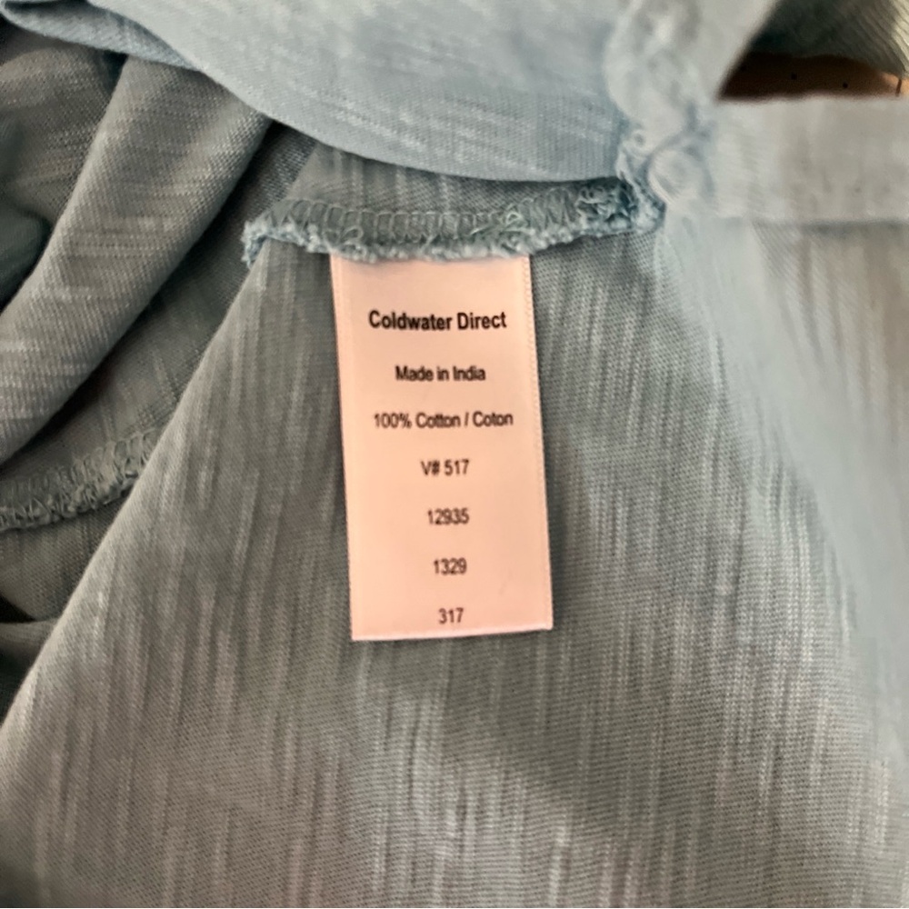 Coldwater Creek Gray Turquoise Teal Lace Detail Yoke w/ Button-Front Tunic - Picture 7 of 7